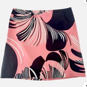 Elie Tahari Women's Skirt Black And Pink Floral Print